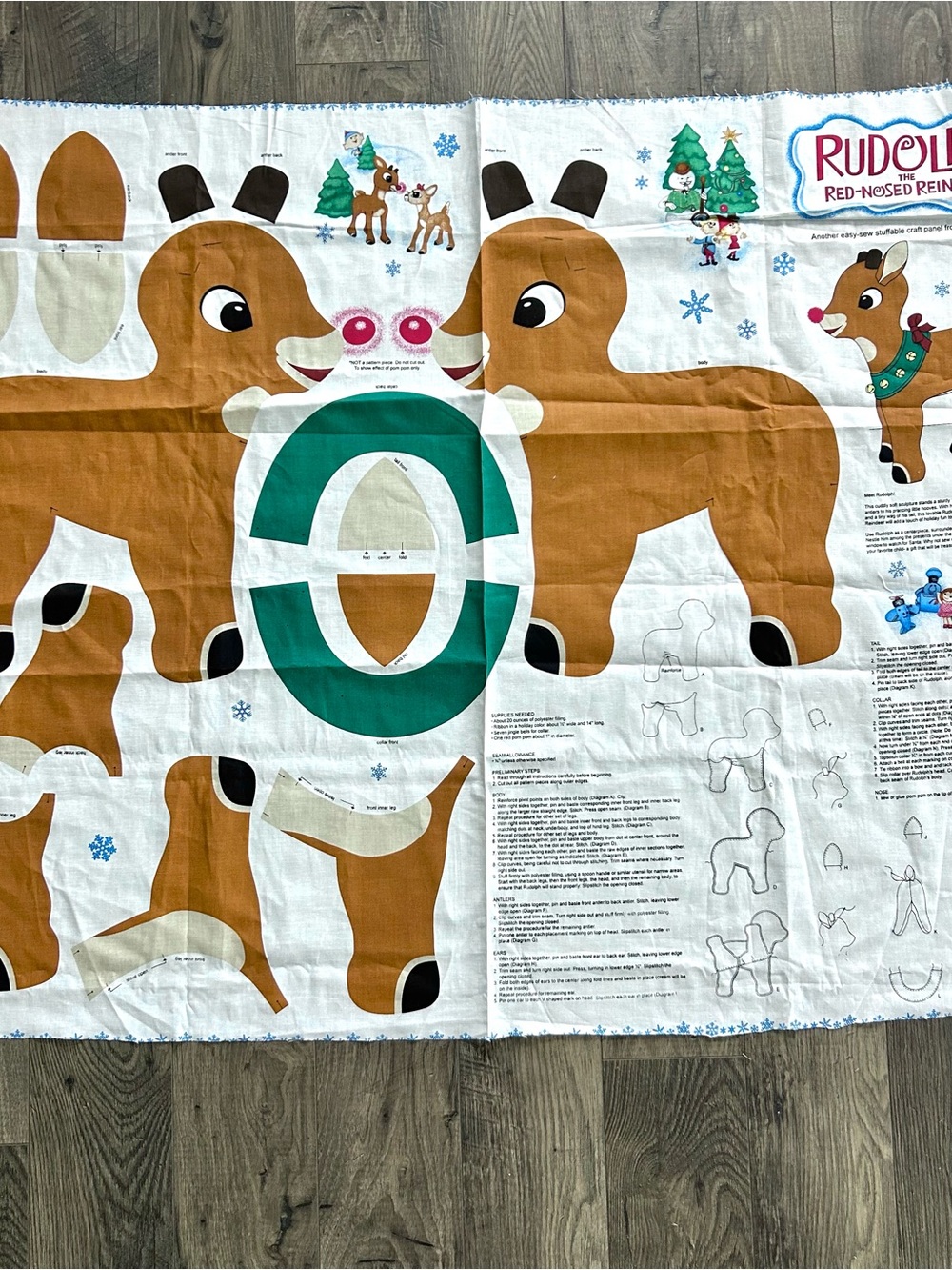 Rudolph Plush Fabric Panel Cranston Cut & Sew Christmas Red Nosed Reindeer